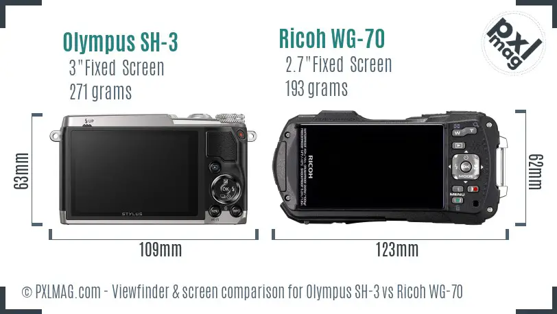 Olympus SH-3 vs Ricoh WG-70 Screen and Viewfinder comparison Olympus SH-3 vs Ricoh WG-70 Screen and Viewfinder comparison