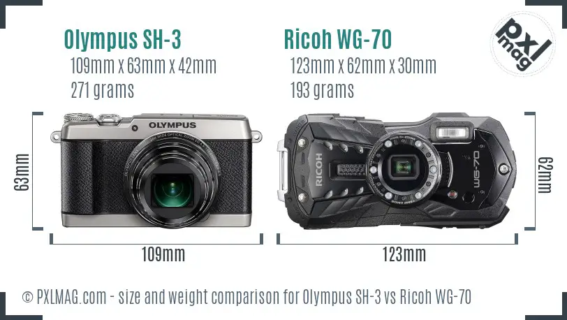 Olympus SH-3 vs Ricoh WG-70 size comparison Olympus SH-3 vs Ricoh WG-70 size comparison
