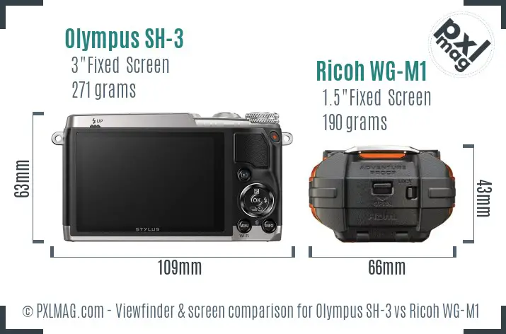 Olympus SH-3 vs Ricoh WG-M1 Screen and Viewfinder comparison Olympus SH-3 vs Ricoh WG-M1 Screen and Viewfinder comparison