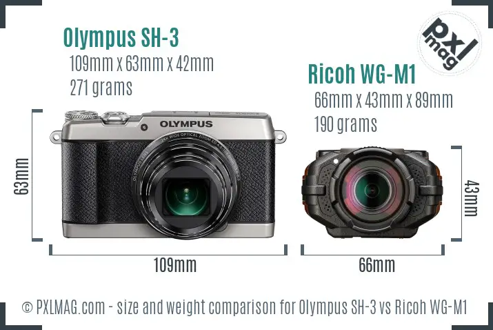 Olympus SH-3 vs Ricoh WG-M1 size comparison Olympus SH-3 vs Ricoh WG-M1 size comparison