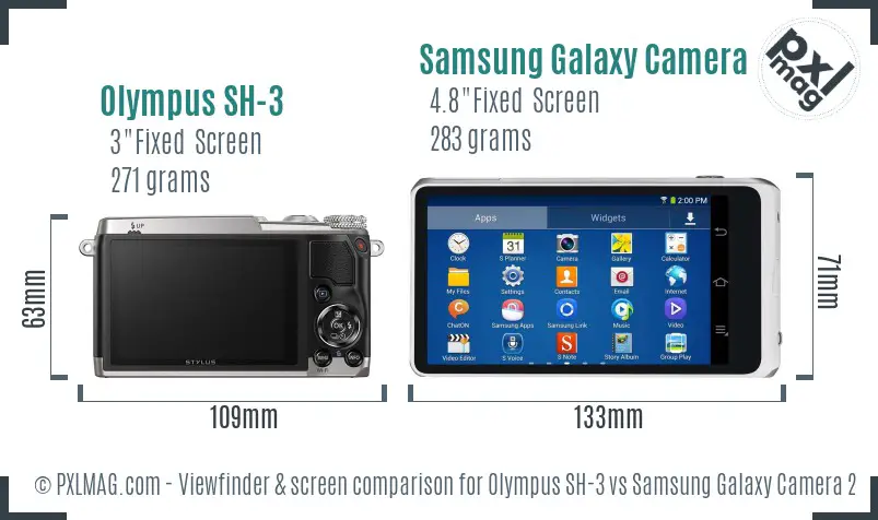 Olympus SH-3 vs Samsung Galaxy Camera 2 Screen and Viewfinder comparison