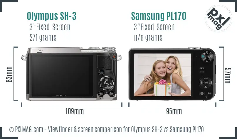 Olympus SH-3 vs Samsung PL170 Screen and Viewfinder comparison