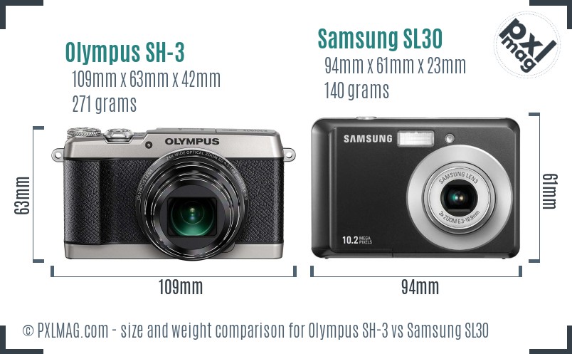Olympus SH-3 vs Samsung SL30 size comparison Olympus SH-3 vs Samsung SL30 size comparison