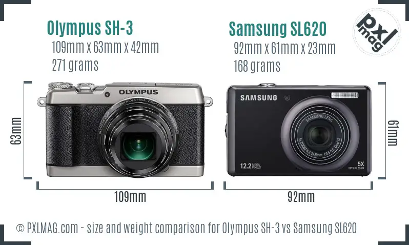 Olympus SH-3 vs Samsung SL620 size comparison Olympus SH-3 vs Samsung SL620 size comparison