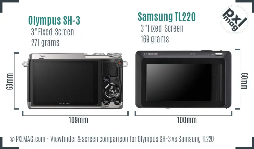 Olympus SH-3 vs Samsung TL220 Screen and Viewfinder comparison Olympus SH-3 vs Samsung TL220 Screen and Viewfinder comparison