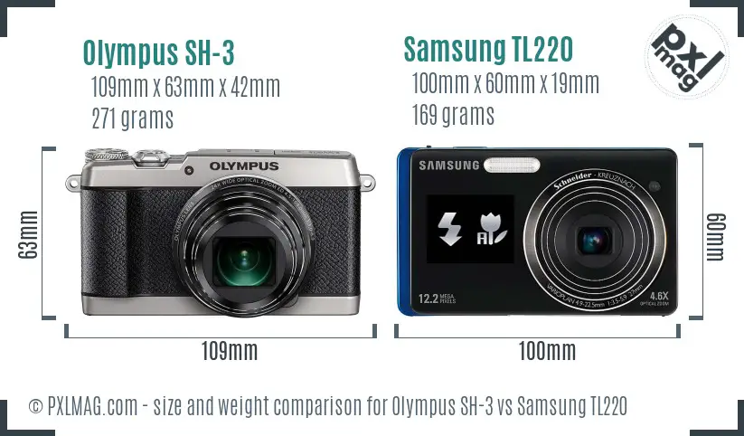 Olympus SH-3 vs Samsung TL220 size comparison Olympus SH-3 vs Samsung TL220 size comparison