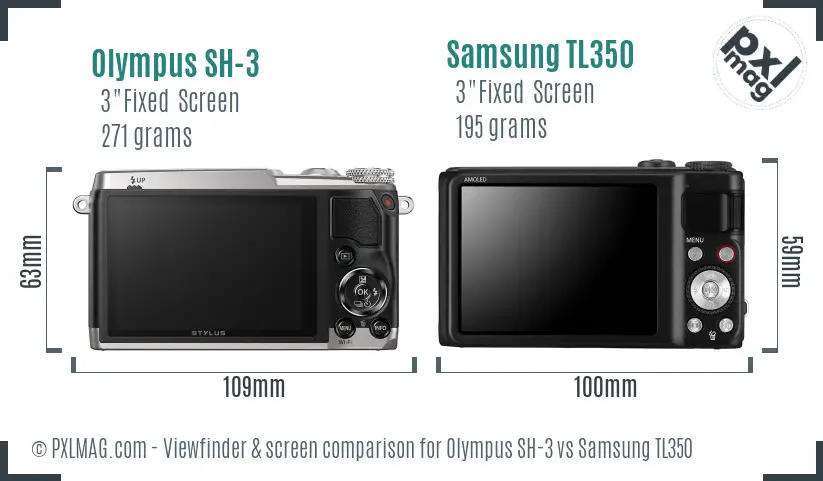 Olympus SH-3 vs Samsung TL350 Screen and Viewfinder comparison