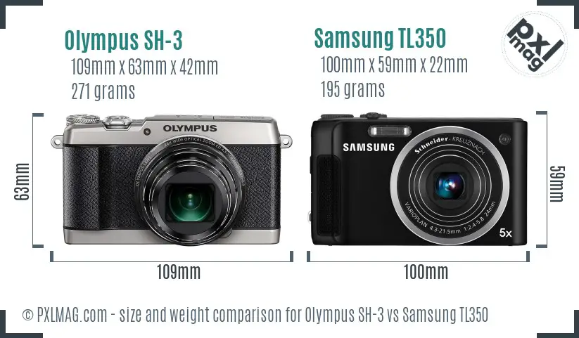 Olympus SH-3 vs Samsung TL350 size comparison