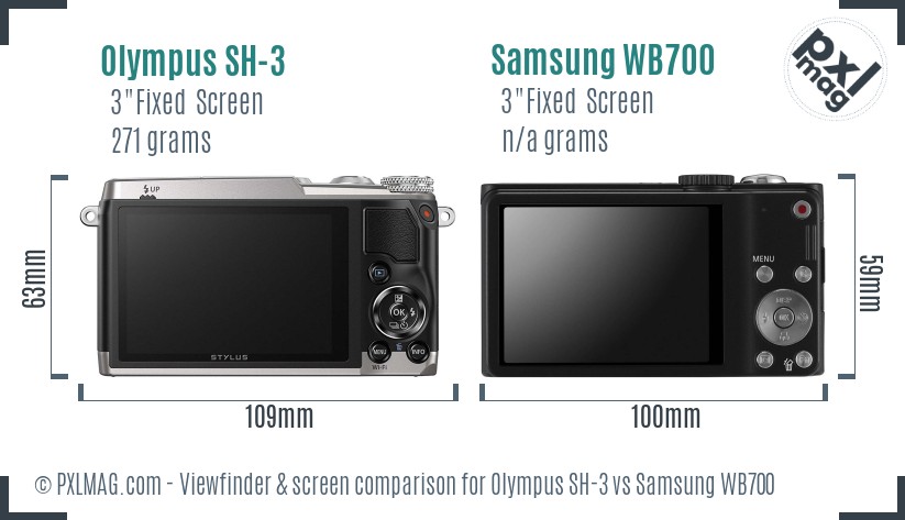 Olympus SH-3 vs Samsung WB700 Screen and Viewfinder comparison
