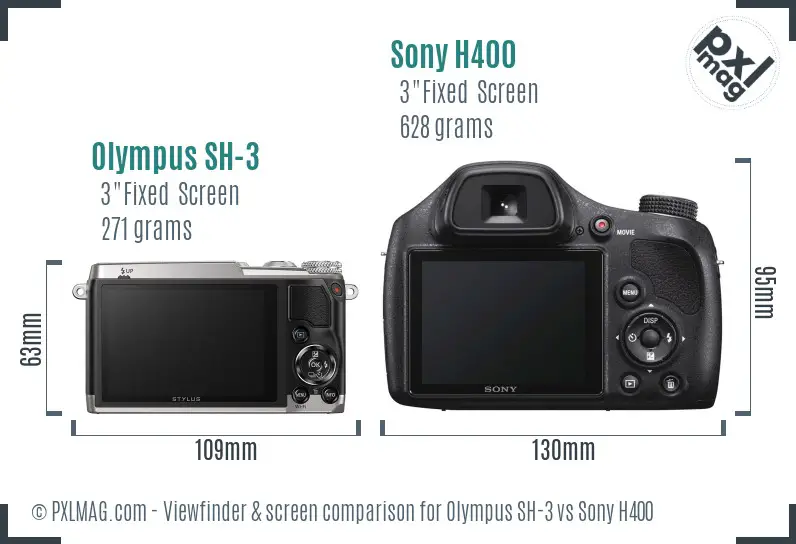 Olympus SH-3 vs Sony H400 Screen and Viewfinder comparison