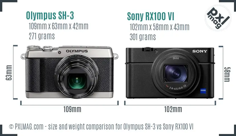 Olympus SH-3 vs Sony RX100 VI size comparison Olympus SH-3 vs Sony RX100 VI size comparison