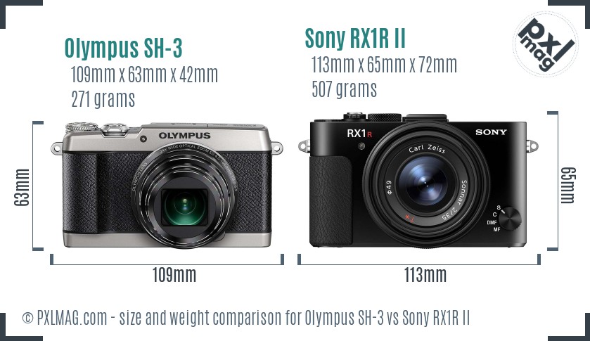 Olympus SH-3 vs Sony RX1R II size comparison Olympus SH-3 vs Sony RX1R II size comparison