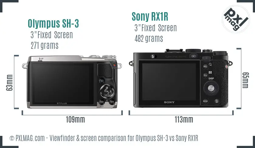 Olympus SH-3 vs Sony RX1R Screen and Viewfinder comparison Olympus SH-3 vs Sony RX1R Screen and Viewfinder comparison