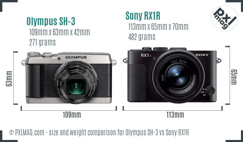 Olympus SH-3 vs Sony RX1R size comparison Olympus SH-3 vs Sony RX1R size comparison