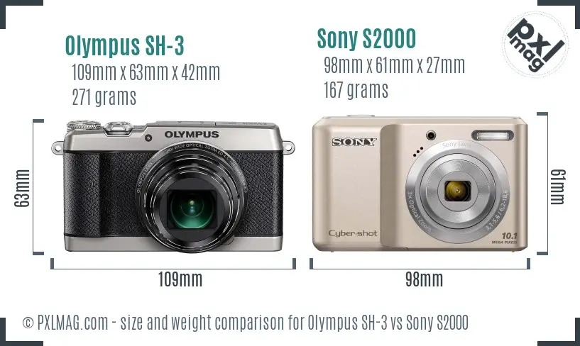 Olympus SH-3 vs Sony S2000 size comparison