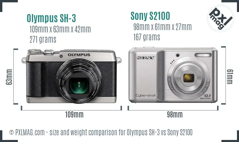 Olympus SH-3 vs Sony S2100 size comparison Olympus SH-3 vs Sony S2100 size comparison