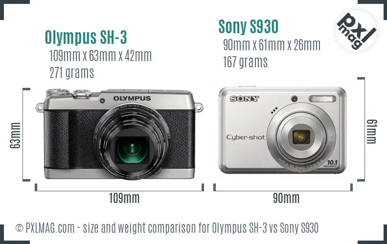 Olympus SH-3 vs Sony S930 size comparison Olympus SH-3 vs Sony S930 size comparison