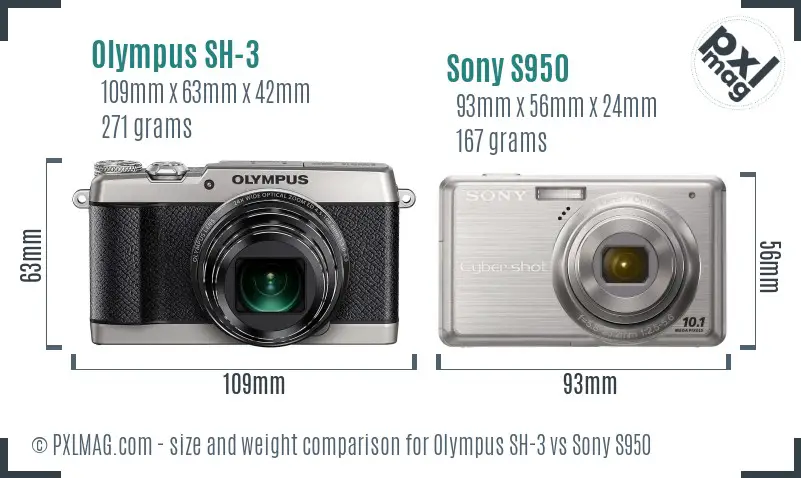 Olympus SH-3 vs Sony S950 size comparison