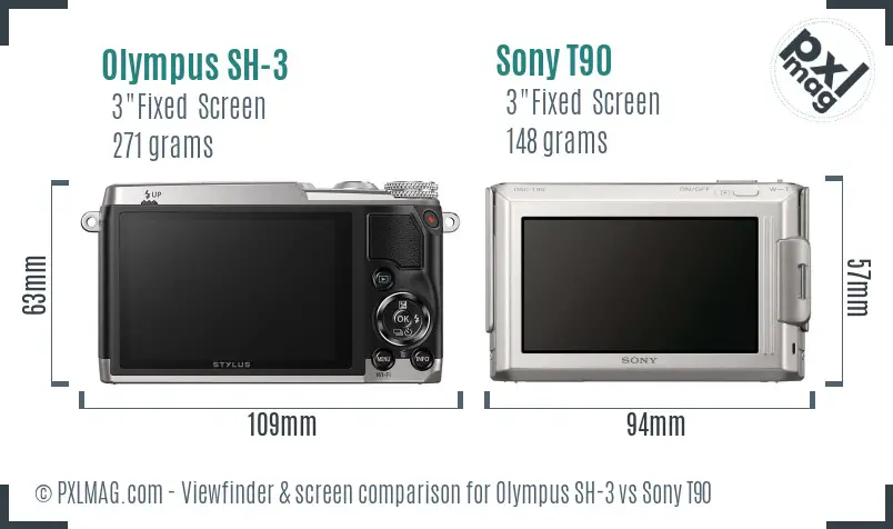 Olympus SH-3 vs Sony T90 Screen and Viewfinder comparison