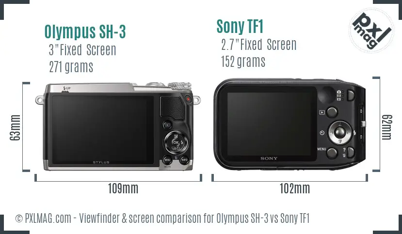 Olympus SH-3 vs Sony TF1 Screen and Viewfinder comparison