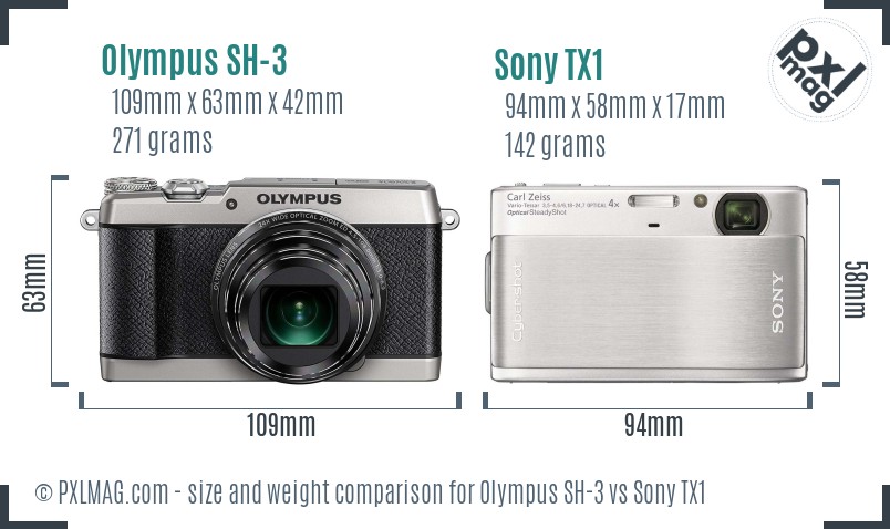 Olympus SH-3 vs Sony TX1 size comparison