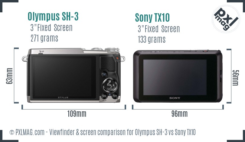 Olympus SH-3 vs Sony TX10 Screen and Viewfinder comparison