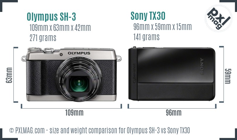 Olympus SH-3 vs Sony TX30 size comparison Olympus SH-3 vs Sony TX30 size comparison