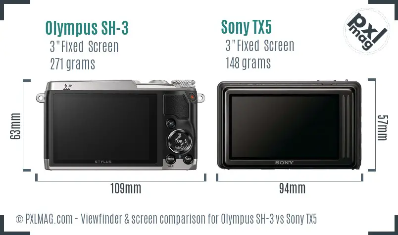 Olympus SH-3 vs Sony TX5 Screen and Viewfinder comparison