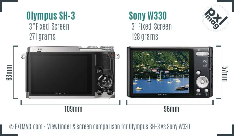 Olympus SH-3 vs Sony W330 Screen and Viewfinder comparison Olympus SH-3 vs Sony W330 Screen and Viewfinder comparison