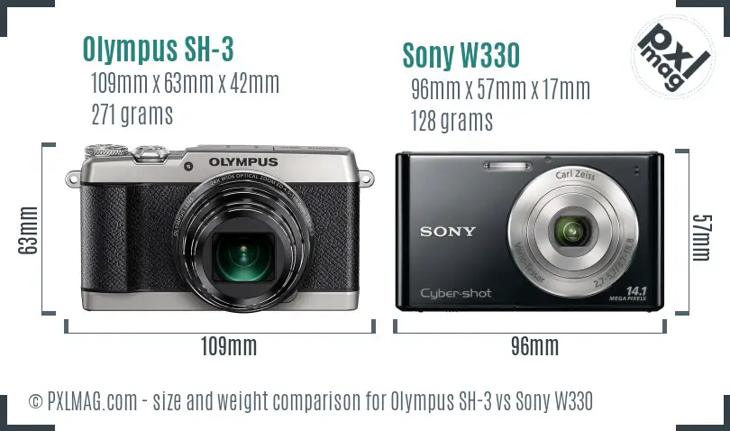 Olympus SH-3 vs Sony W330 size comparison Olympus SH-3 vs Sony W330 size comparison