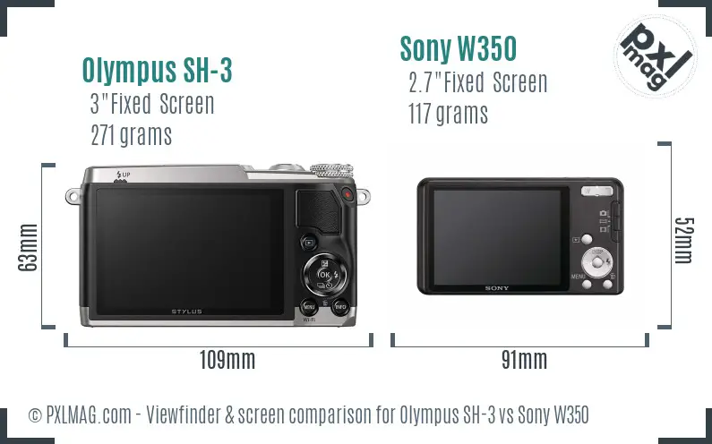 Olympus SH-3 vs Sony W350 Screen and Viewfinder comparison Olympus SH-3 vs Sony W350 Screen and Viewfinder comparison