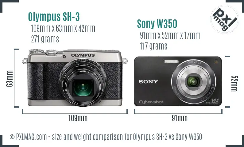Olympus SH-3 vs Sony W350 size comparison Olympus SH-3 vs Sony W350 size comparison