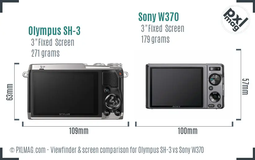 Olympus SH-3 vs Sony W370 Screen and Viewfinder comparison