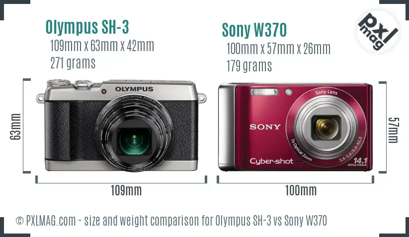 Olympus SH-3 vs Sony W370 size comparison