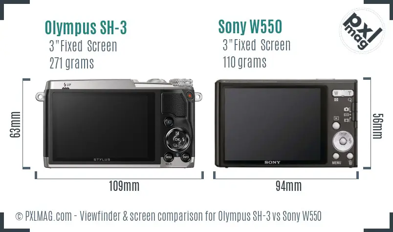 Olympus SH-3 vs Sony W550 Screen and Viewfinder comparison Olympus SH-3 vs Sony W550 Screen and Viewfinder comparison