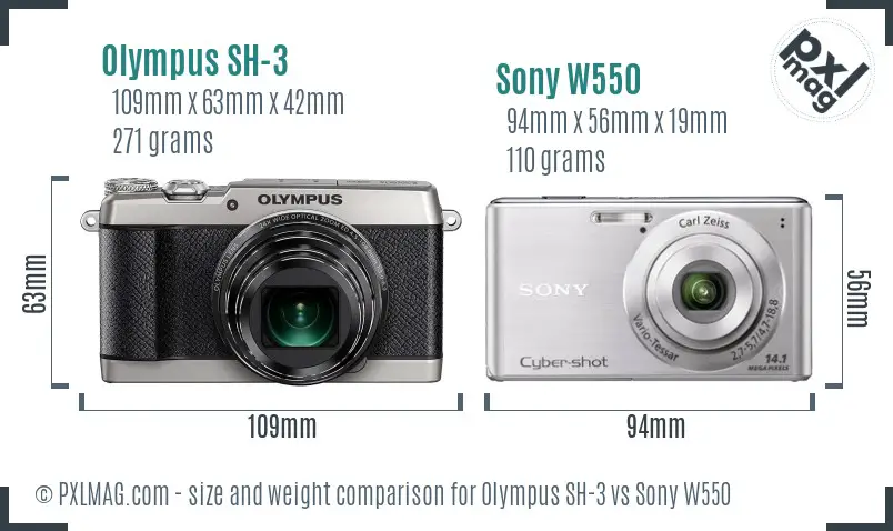Olympus SH-3 vs Sony W550 size comparison Olympus SH-3 vs Sony W550 size comparison