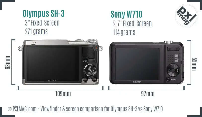 Olympus SH-3 vs Sony W710 Screen and Viewfinder comparison