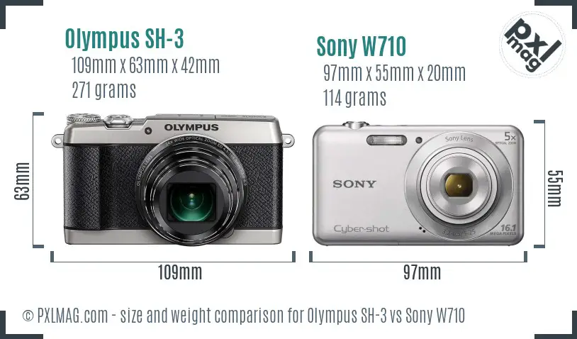 Olympus SH-3 vs Sony W710 size comparison