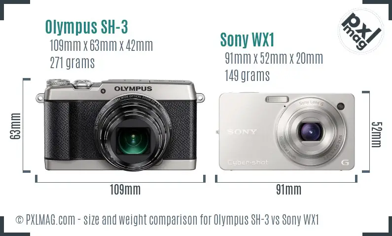 Olympus SH-3 vs Sony WX1 size comparison Olympus SH-3 vs Sony WX1 size comparison