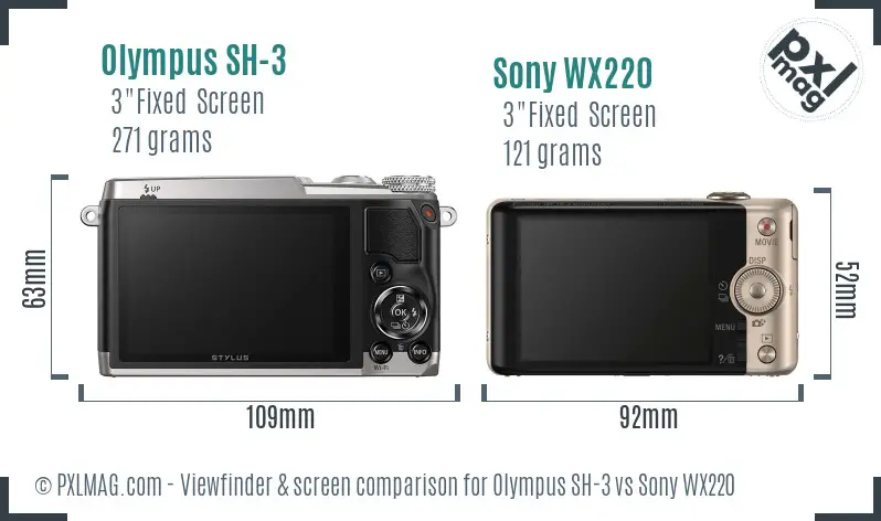 Olympus SH-3 vs Sony WX220 Screen and Viewfinder comparison