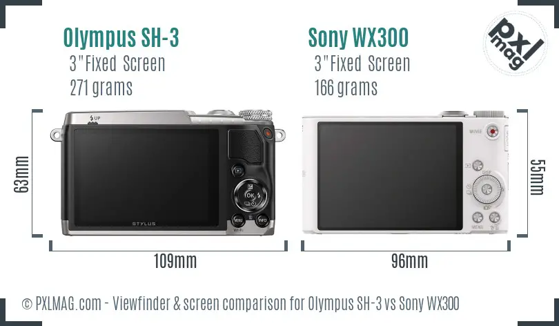 Olympus SH-3 vs Sony WX300 Screen and Viewfinder comparison