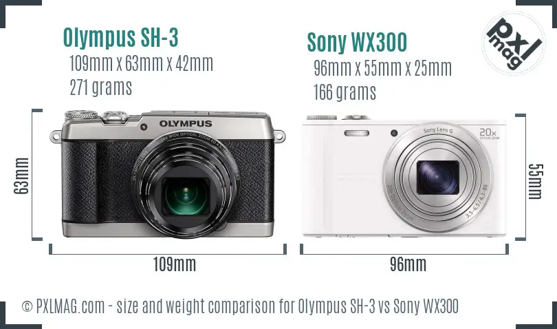 Olympus SH-3 vs Sony WX300 size comparison Olympus SH-3 vs Sony WX300 size comparison