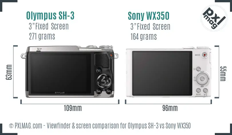 Olympus SH-3 vs Sony WX350 Screen and Viewfinder comparison