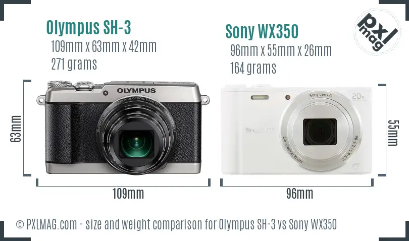 Olympus SH-3 vs Sony WX350 size comparison