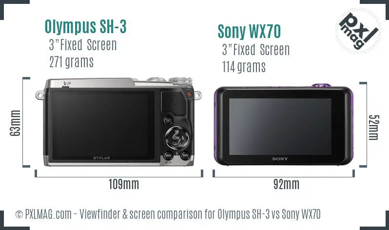 Olympus SH-3 vs Sony WX70 Screen and Viewfinder comparison