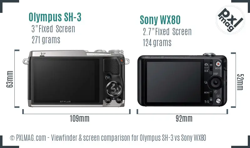 Olympus SH-3 vs Sony WX80 Screen and Viewfinder comparison