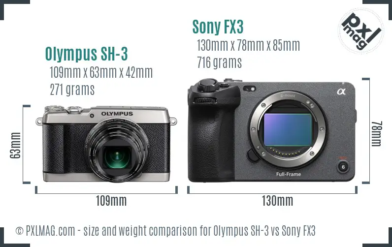 Olympus SH-3 vs Sony FX3 size comparison Olympus SH-3 vs Sony FX3 size comparison