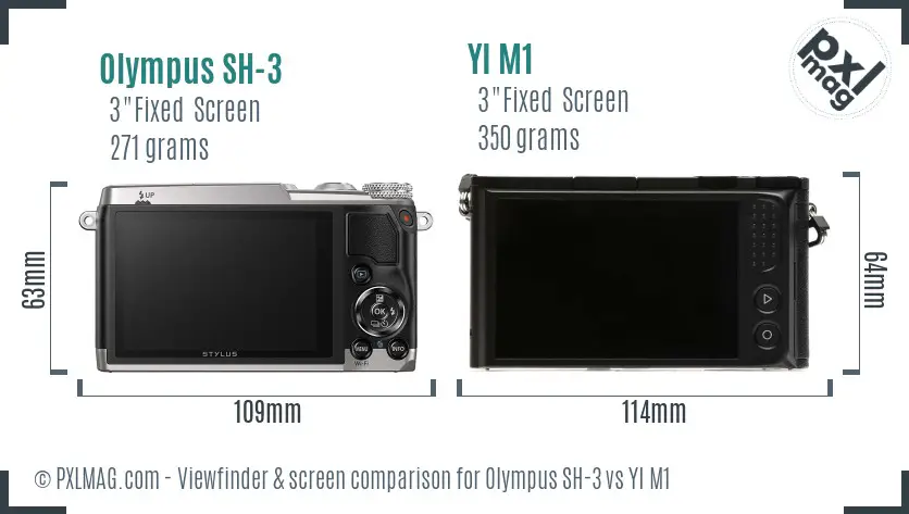 Olympus SH-3 vs YI M1 Screen and Viewfinder comparison