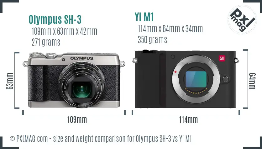 Olympus SH-3 vs YI M1 size comparison