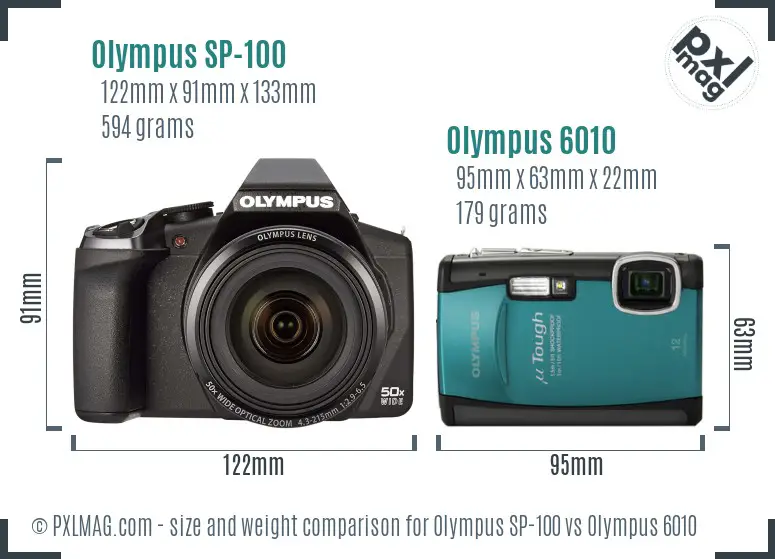 Olympus SP-100 vs Olympus 6010 size comparison